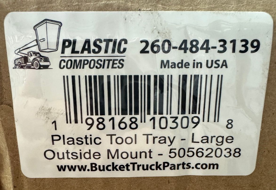 Plastic Composites Outside Mount Plastic Bucket Truck Tool Tray, Large